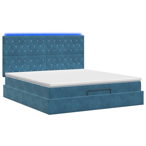 Κρεβάτι Ottoman με Στρώμα και LED Σκούρο Μπλε 180 x 200 cm - Pakobazaar