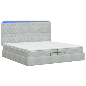 Κρεβάτι Ottoman με Στρώμα και LED Ανοιχτό γκρι 200 x 200 cm - Pakobazaar