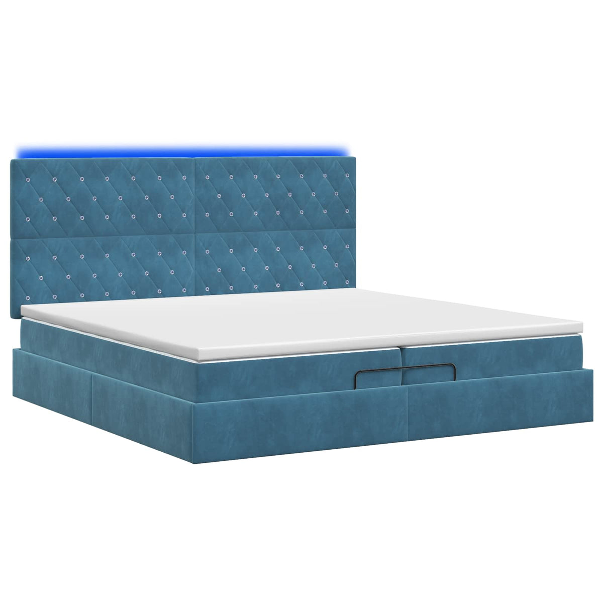Κρεβάτι Ottoman με Στρώμα και LED Σκούρο Μπλε 200 x 200 cm - Pakobazaar