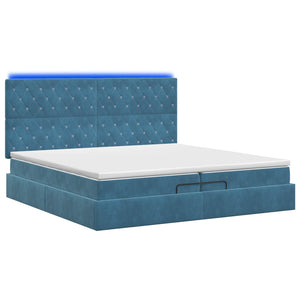 Κρεβάτι Ottoman με Στρώμα και LED Σκούρο Μπλε 200 x 200 cm - Pakobazaar