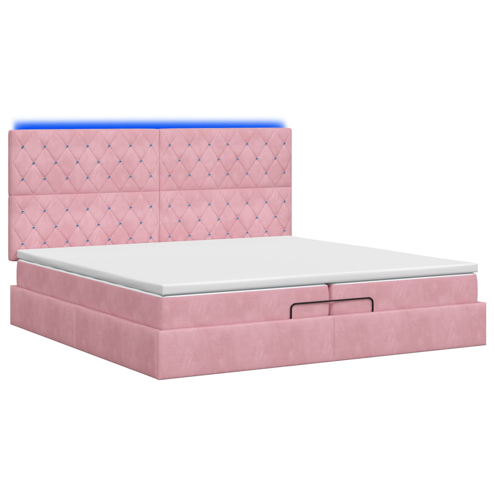 Κρεβάτι Ottoman με Στρώμα και LED Ροζ 200 x 200 cm Βελούδο - Pakobazaar