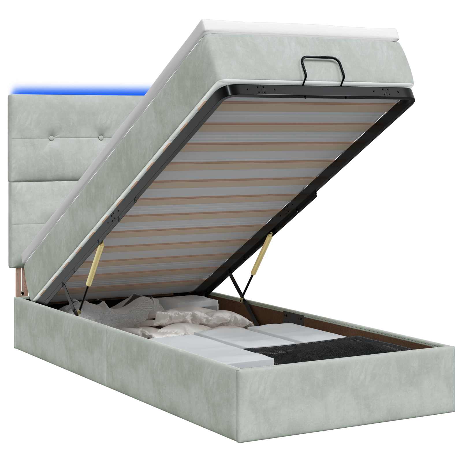 Κρεβάτι Ottoman με Στρώμα και LED Ανοιχτό γκρι 80 x 200 cm - Pakobazaar