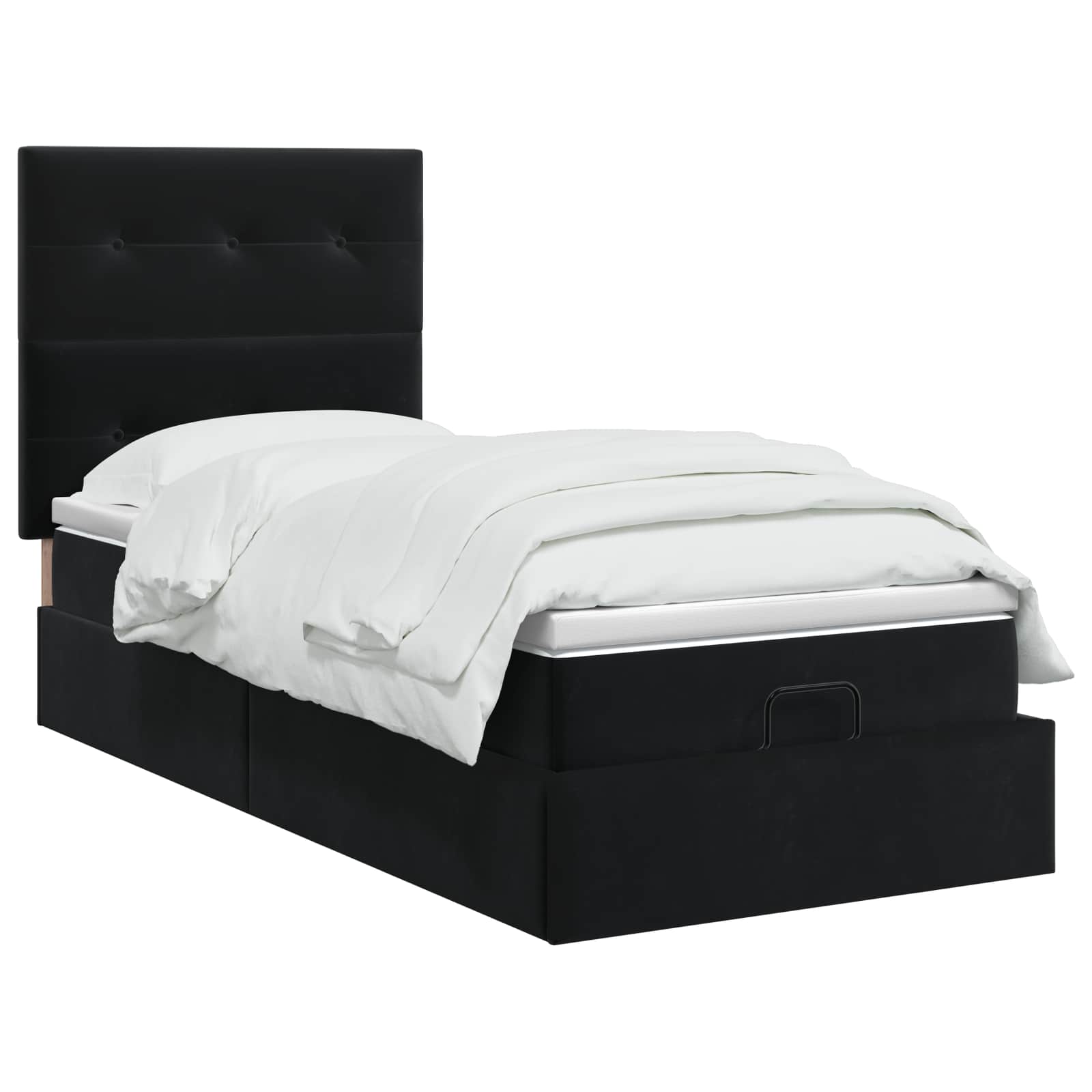 Κρεβάτι Ottoman με Στρώμα και LED Μαύρο 90 x 190 cm Βελούδο - Pakobazaar
