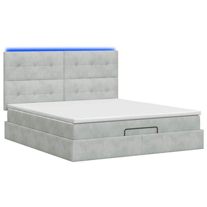Κρεβάτι Ottoman με Στρώμα και LED Ανοιχτό γκρι 140 x 190 cm