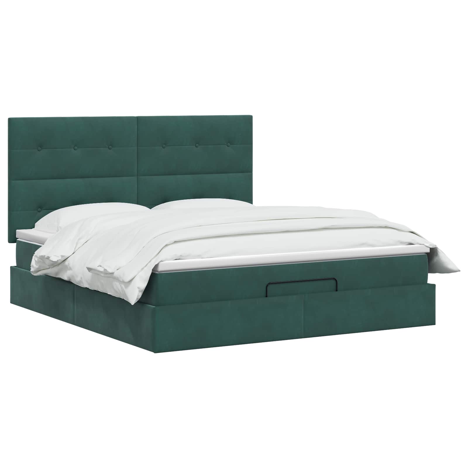 Κρεβάτι Ottoman με Στρώμα και LED Σκούρο Πράσινο 140 x 190 cm - Pakobazaar