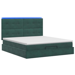 Κρεβάτι Ottoman με Στρώμα και LED Σκούρο Πράσινο 180 x 200 cm - Pakobazaar