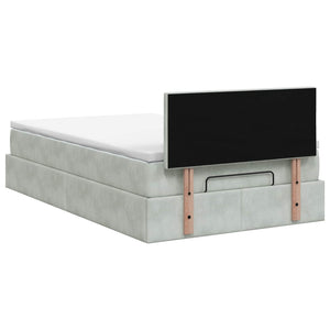 Κρεβάτι Ottoman με Στρώμα και LED Ανοιχτό γκρι 120 x 190 cm - Pakobazaar