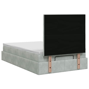 Κρεβάτι Ottoman με Στρώμα και LED Ανοιχτό γκρι 120 x 200 cm - Pakobazaar