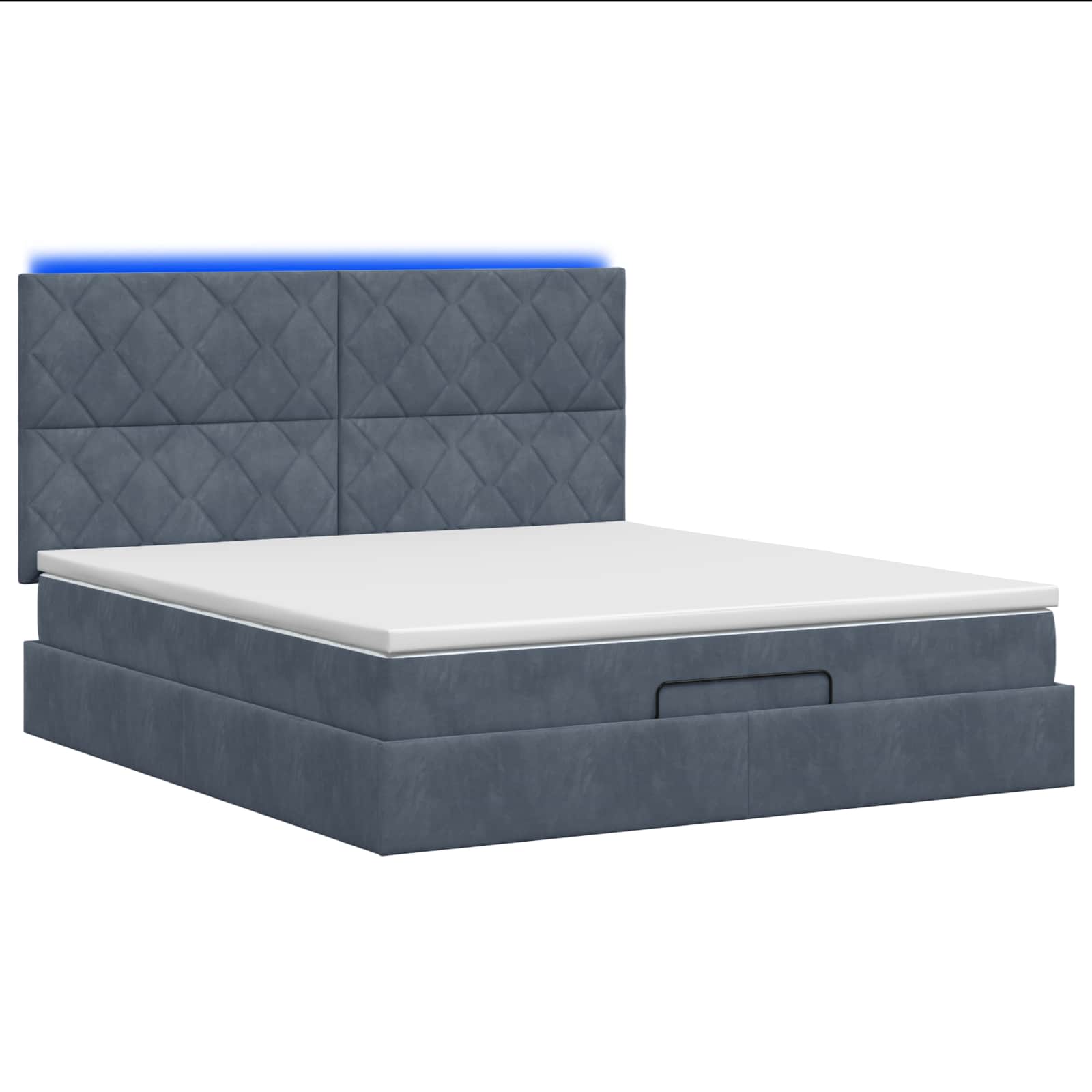 Κρεβάτι Ottoman με Στρώμα και LED Σκούρο Γκρι 140 x 190 cm