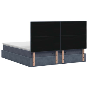 Κρεβάτι Ottoman με Στρώμα και LED Σκούρο Γκρι 140 x 190 cm