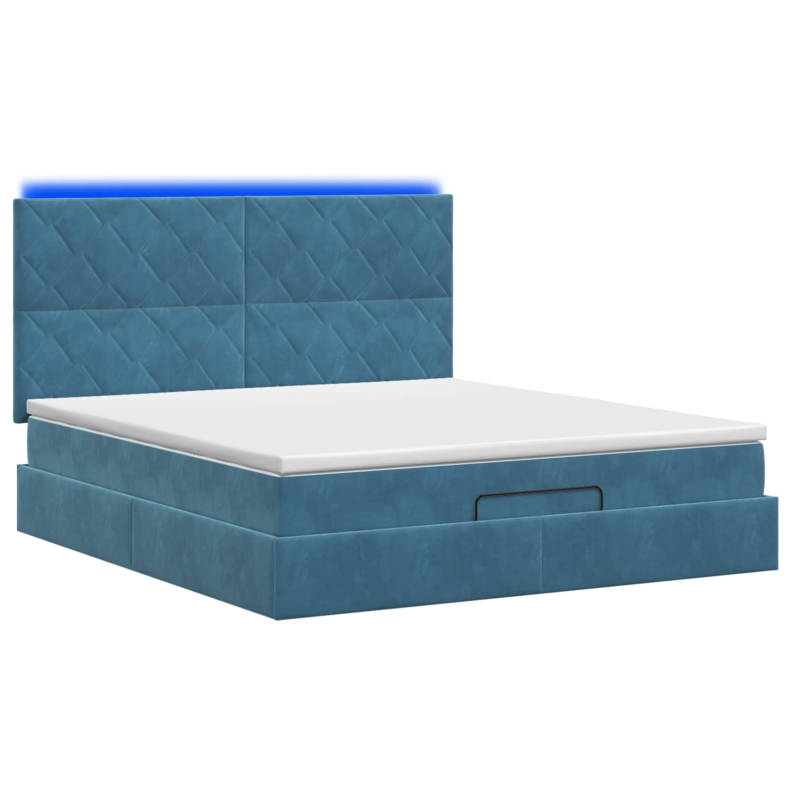 Κρεβάτι Ottoman με Στρώμα και LED Σκούρο Μπλε 140 x 190 cm