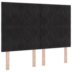 Κρεβάτι Ottoman με Στρώμα και LED Μαύρο 140 x 200 cm Βελούδο
