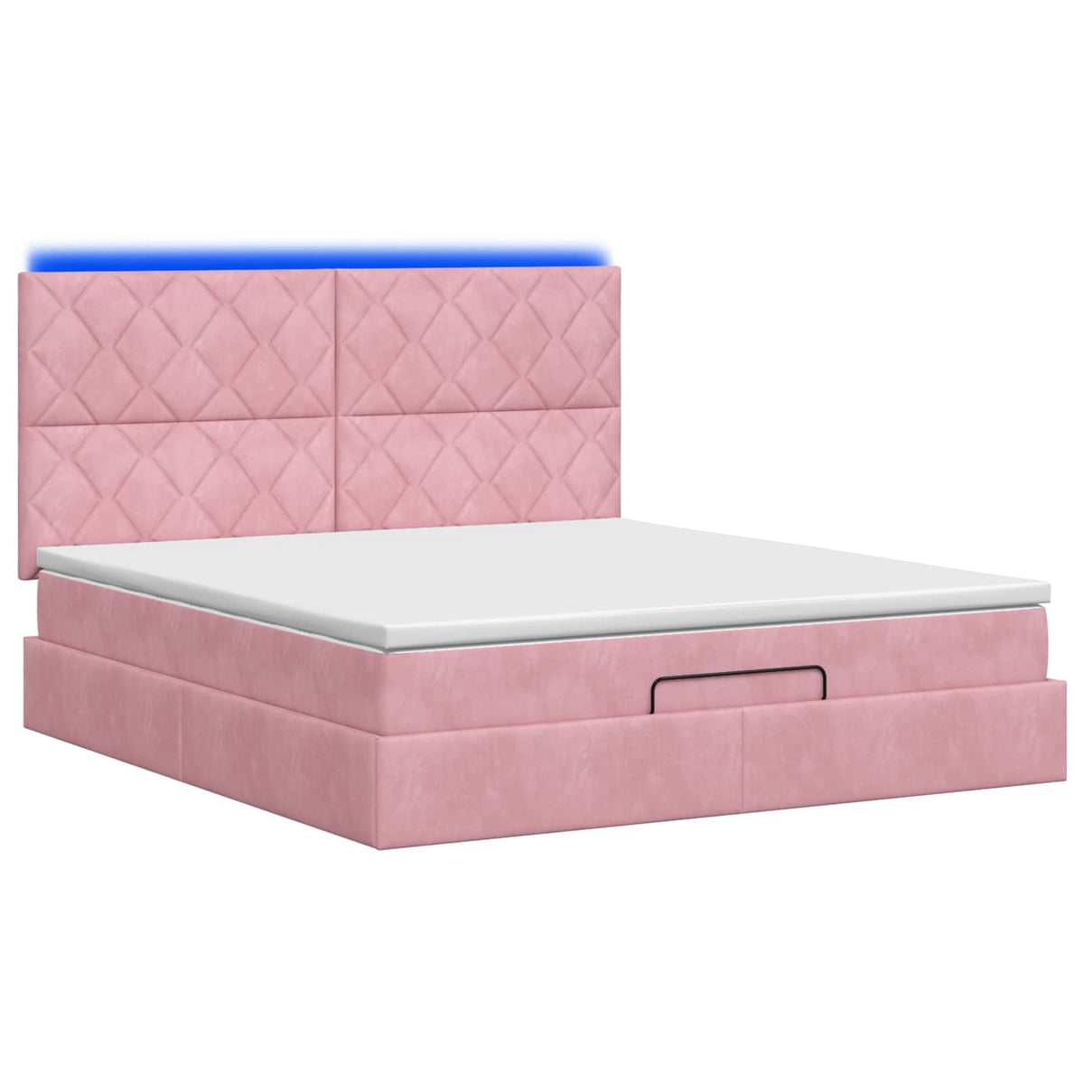 Κρεβάτι Ottoman με Στρώμα και LED Ροζ 140 x 200 cm Βελούδο - Pakobazaar
