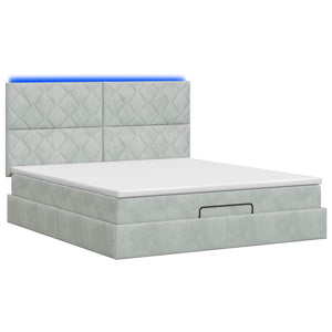 Κρεβάτι Ottoman με Στρώμα και LED Ανοιχτό γκρι 160 x 200 cm - Pakobazaar