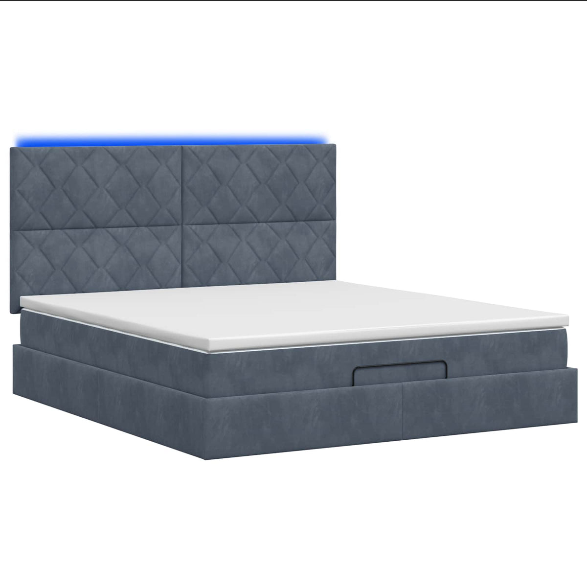 Κρεβάτι Ottoman με Στρώμα και LED Σκούρο Γκρι 160 x 200 cm - Pakobazaar