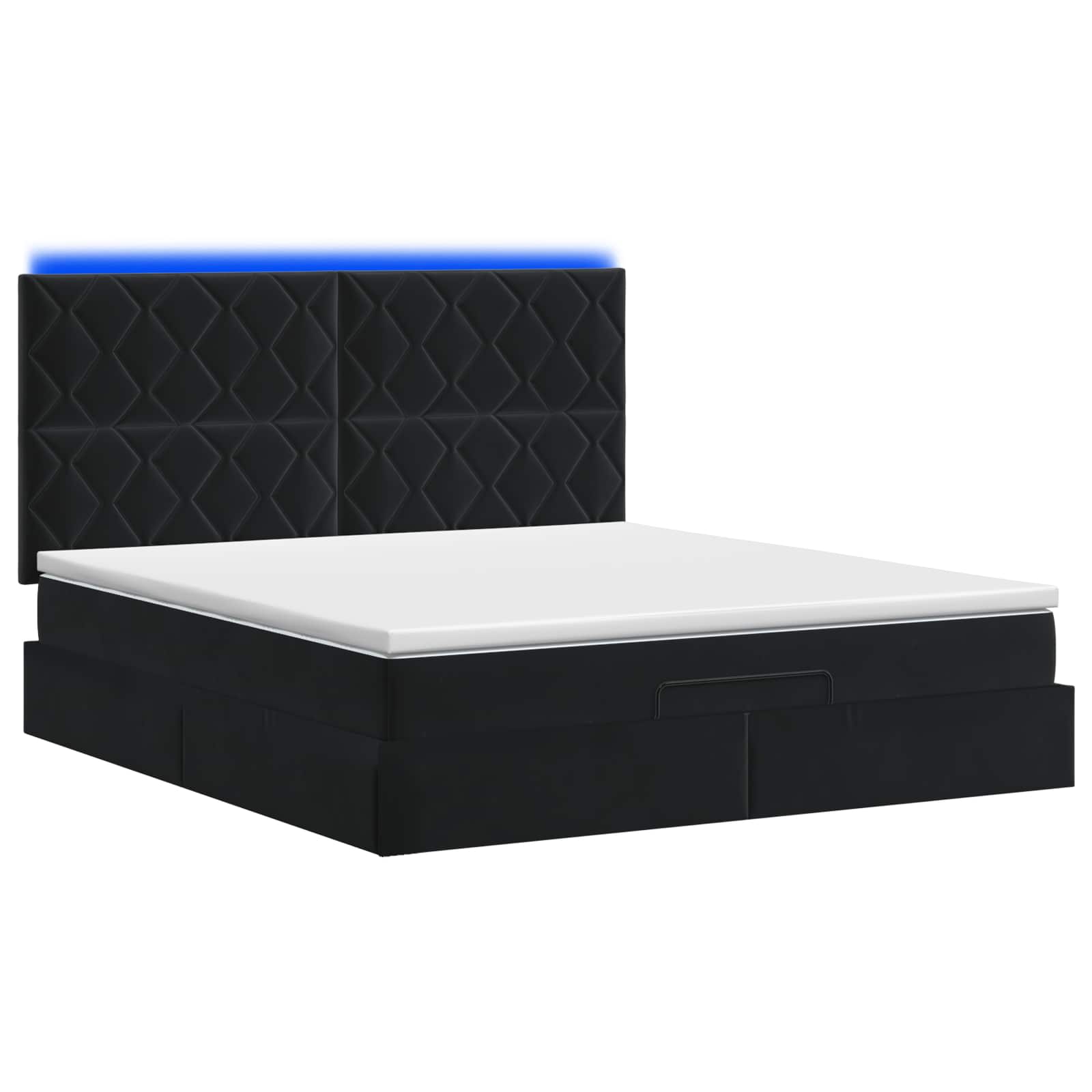 Κρεβάτι Ottoman με Στρώμα και LED Μαύρο 160 x 200 cm Βελούδο