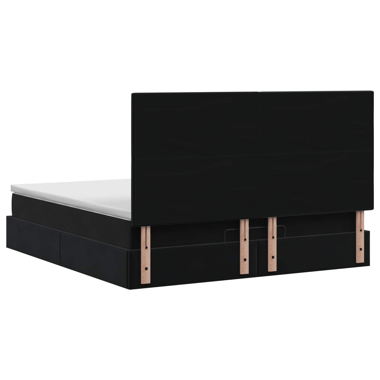 Κρεβάτι Ottoman με Στρώμα και LED Μαύρο 160 x 200 cm Βελούδο
