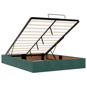 Κρεβάτι Ottoman με Στρώμα και LED Σκούρο Πράσινο 160 x 200 cm