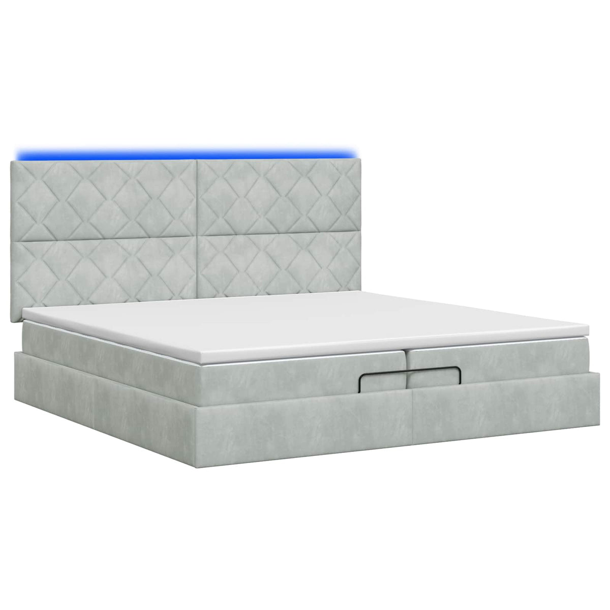 Κρεβάτι Ottoman με Στρώμα και LED Ανοιχτό γκρι 200 x 200 cm - Pakobazaar