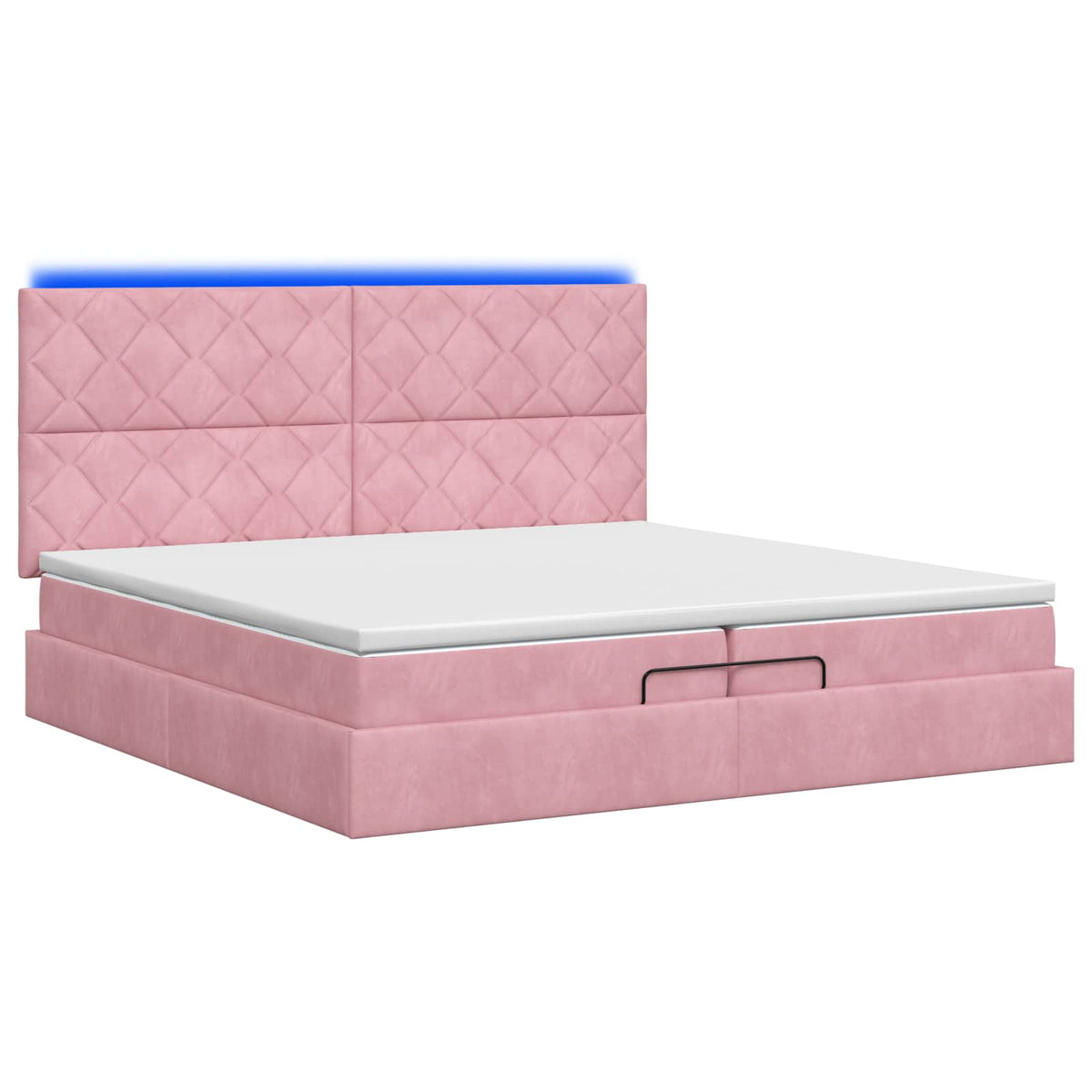 Κρεβάτι Ottoman με Στρώμα και LED Ροζ 200 x 200 cm Βελούδο - Pakobazaar