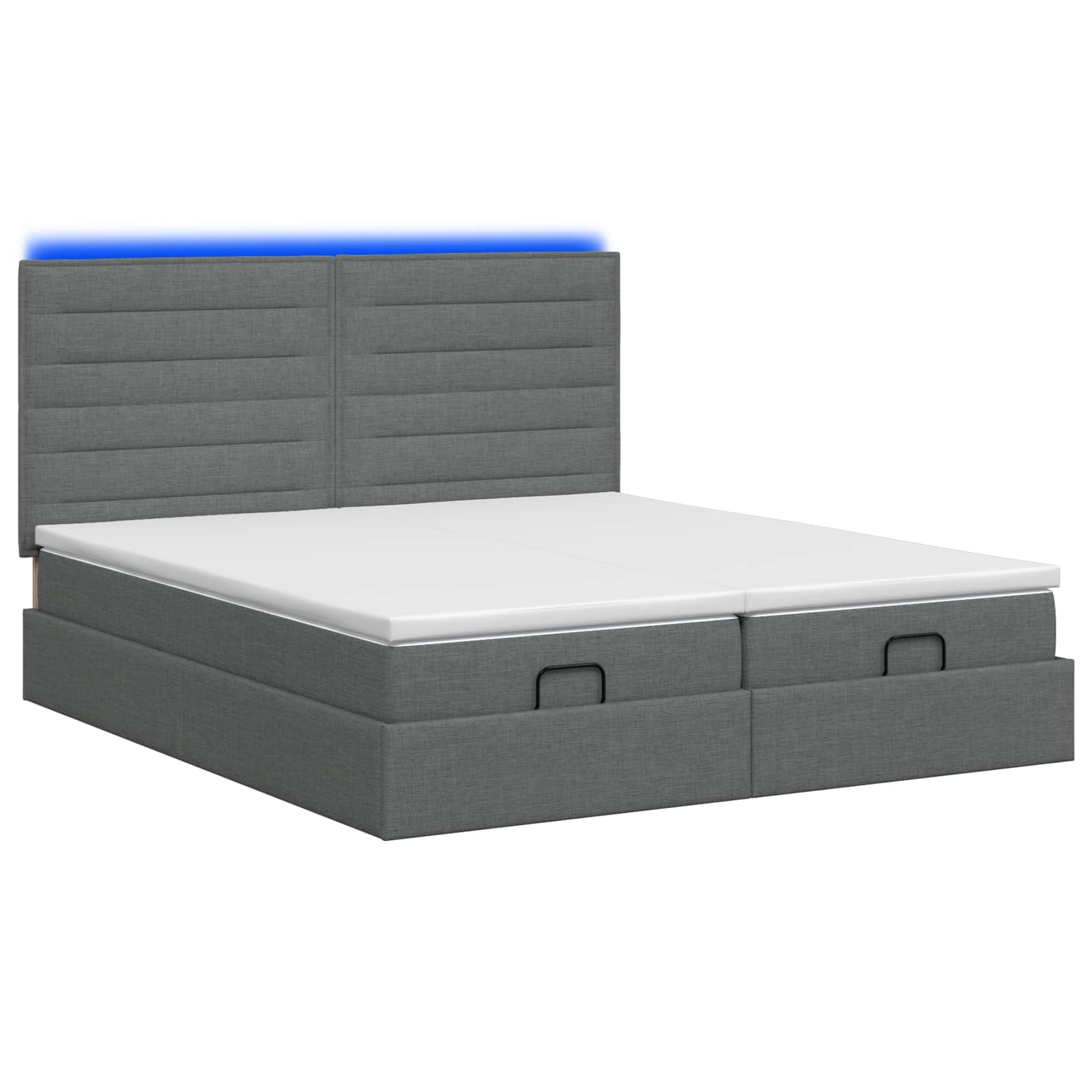 Κρεβάτι Ottoman με Στρώμα και LED Σκούρο Γκρι 160 x 200 cm