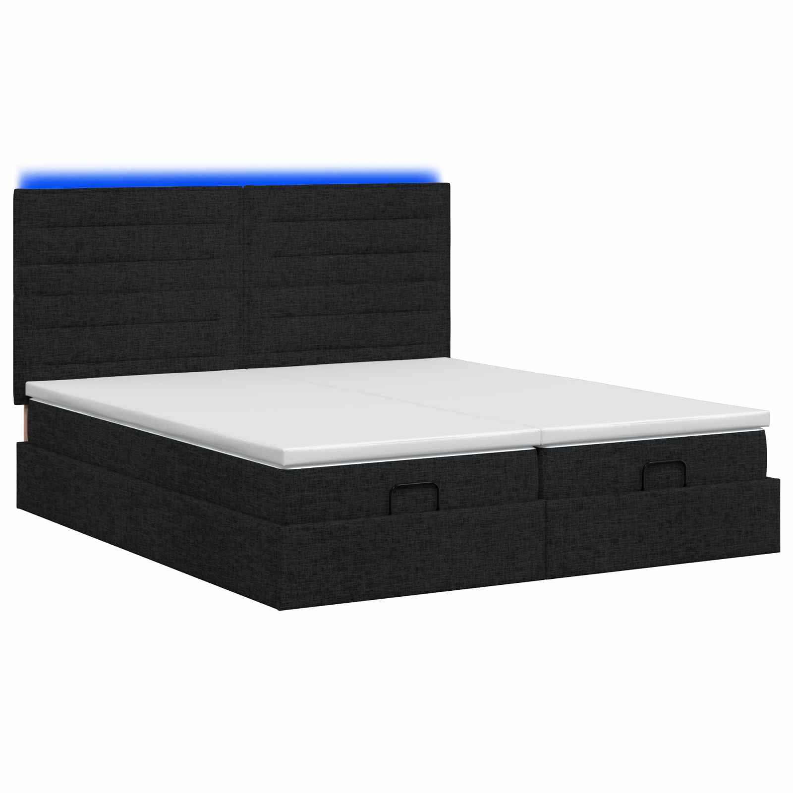 Κρεβάτι Ottoman με Στρώμα και LED Μαύρο 160 x 200 cm Ύφασμα - Pakobazaar