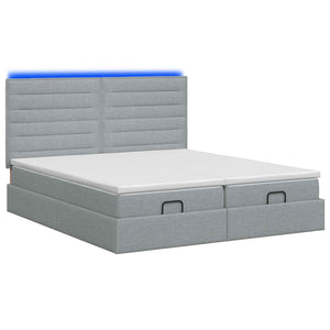 Κρεβάτι Ottoman με Στρώμα και LED Ανοιχτό γκρι 180 x 200 cm
