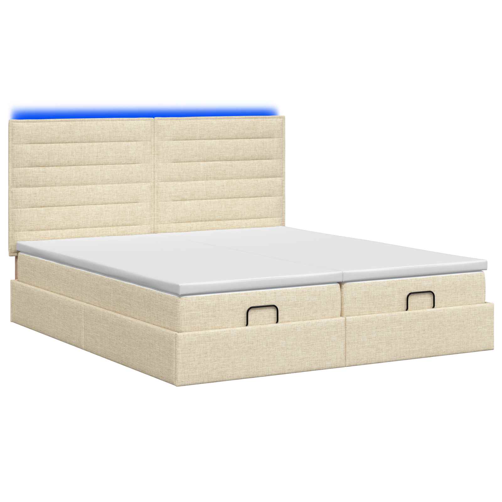 Κρεβάτι Ottoman με Στρώμα και LED Κρεμ 180 x 200 cm Ύφασμα