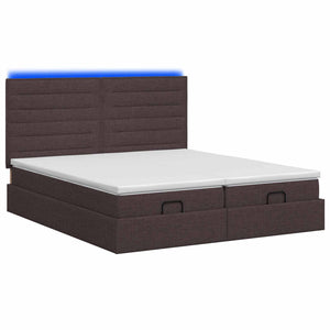 Κρεβάτι Ottoman με Στρώμα και LED Σκούρο Καφέ 200 x 200 cm - Pakobazaar