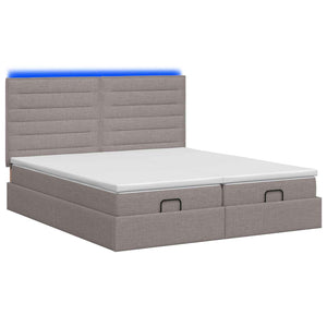 Κρεβάτι Ottoman με Στρώμα και LED Taupe 200 x 200 cm Ύφασμα