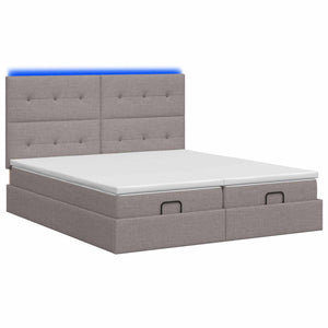 Κρεβάτι Ottoman με Στρώμα και LED Taupe 160 x 200 cm Ύφασμα - Pakobazaar