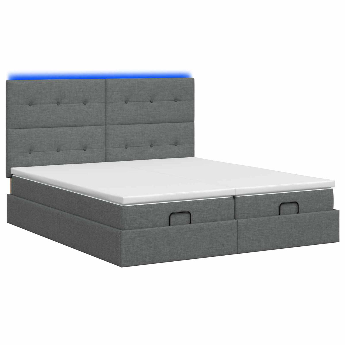Κρεβάτι Ottoman με Στρώμα και LED Σκούρο Γκρι 200 x 200 cm - Pakobazaar