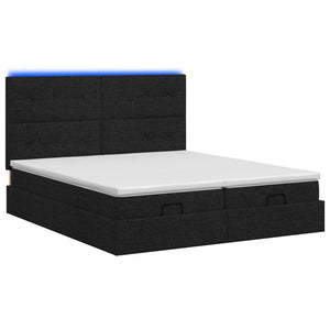 Κρεβάτι Ottoman με Στρώμα και LED Μαύρο 200 x 200 cm Ύφασμα - Pakobazaar