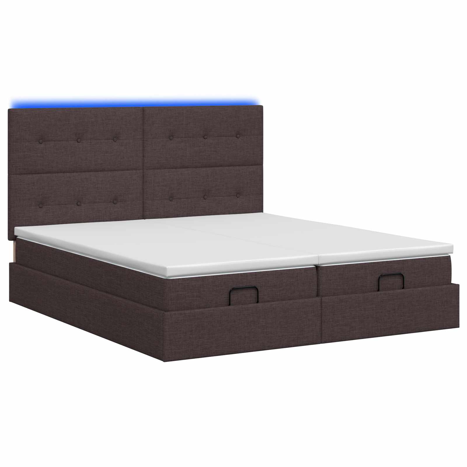 Κρεβάτι Ottoman με Στρώμα και LED Σκούρο Καφέ 200 x 200 cm