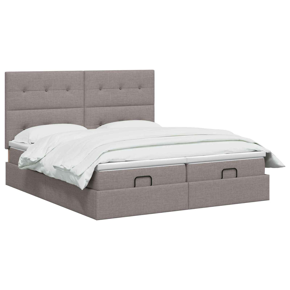 Κρεβάτι Ottoman με Στρώμα και LED Taupe 200 x 200 cm Ύφασμα - Pakobazaar
