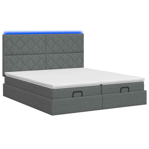 Κρεβάτι Ottoman με Στρώμα και LED Σκούρο Γκρι 160 x 200 cm - Pakobazaar