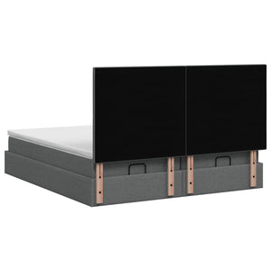 Κρεβάτι Ottoman με Στρώμα και LED Σκούρο Γκρι 160 x 200 cm - Pakobazaar