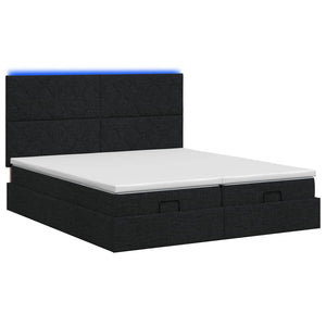 Κρεβάτι Ottoman με Στρώμα και LED Μαύρο 160 x 200 cm Ύφασμα