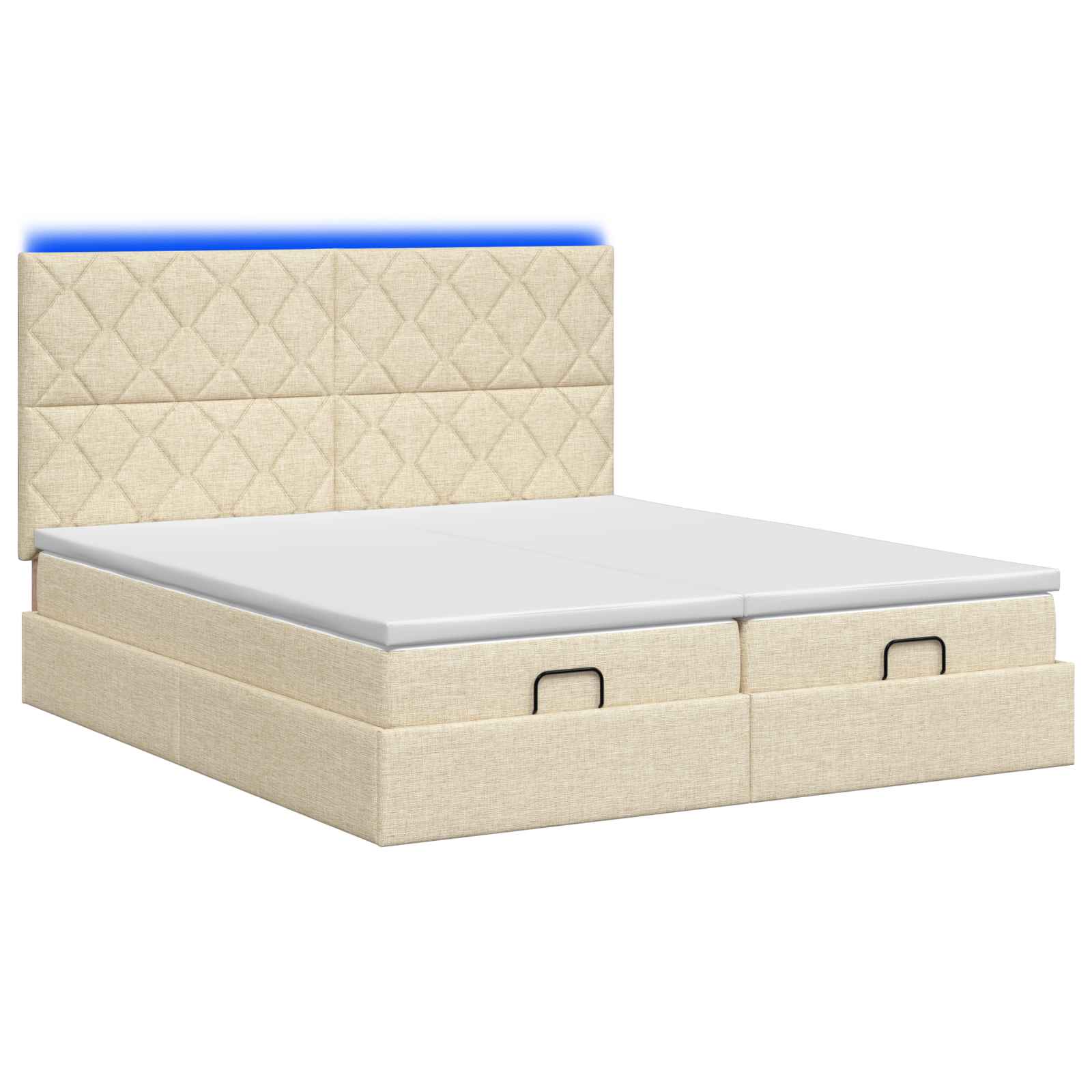 Κρεβάτι Ottoman με Στρώμα και LED Κρεμ 160 x 200 cm Ύφασμα