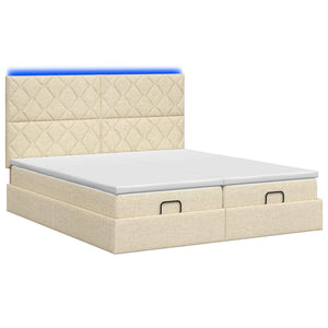 Κρεβάτι Ottoman με Στρώμα και LED Κρεμ 160 x 200 cm Ύφασμα