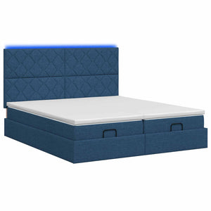 Κρεβάτι Ottoman με Στρώμα και LED Μπλε 160 x 200 cm Ύφασμα