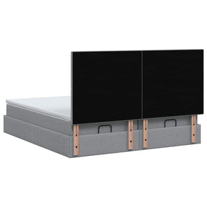 Κρεβάτι Ottoman με Στρώμα και LED Ανοιχτό γκρι 180 x 200 cm