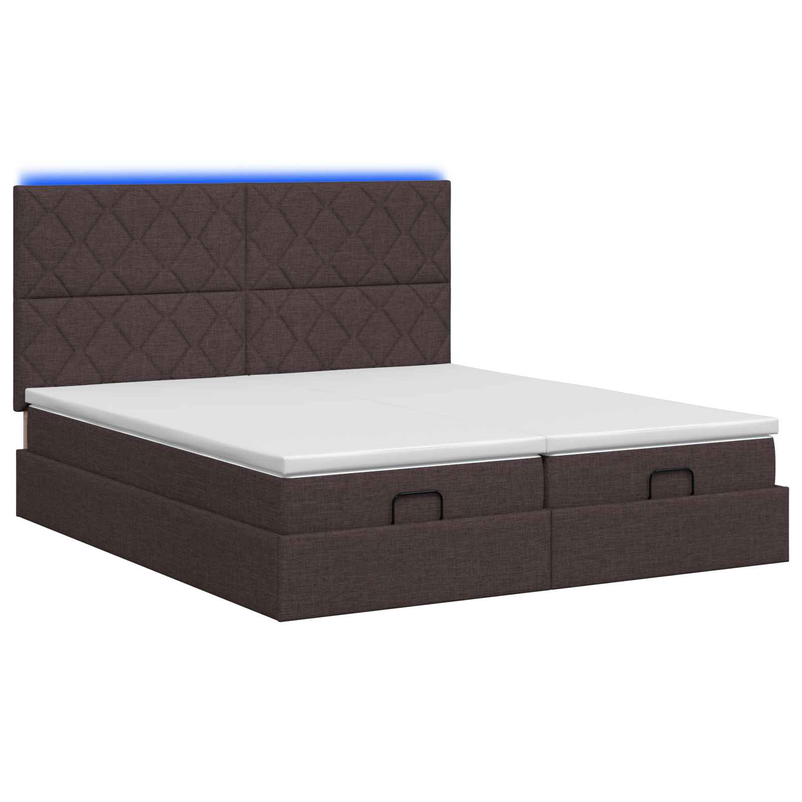 Κρεβάτι Ottoman με Στρώμα και LED Σκούρο Καφέ 180 x 200 cm