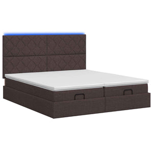 Κρεβάτι Ottoman με Στρώμα και LED Σκούρο Καφέ 180 x 200 cm