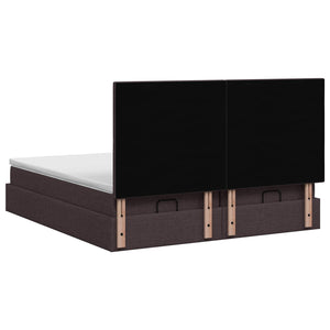 Κρεβάτι Ottoman με Στρώμα και LED Σκούρο Καφέ 180 x 200 cm