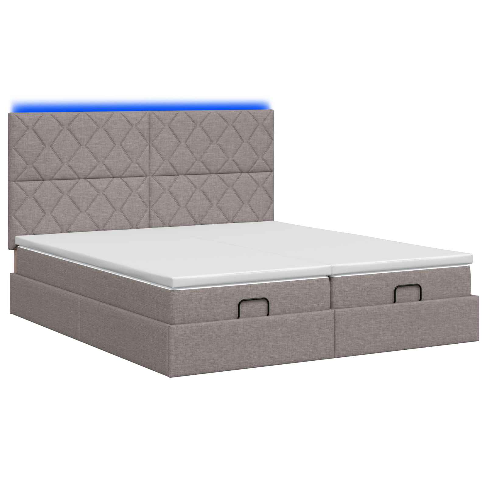 Κρεβάτι Ottoman με Στρώμα και LED Taupe 200 x 200 cm Ύφασμα