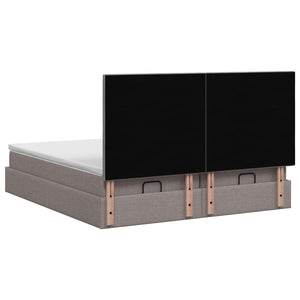 Κρεβάτι Ottoman με Στρώμα και LED Taupe 200 x 200 cm Ύφασμα