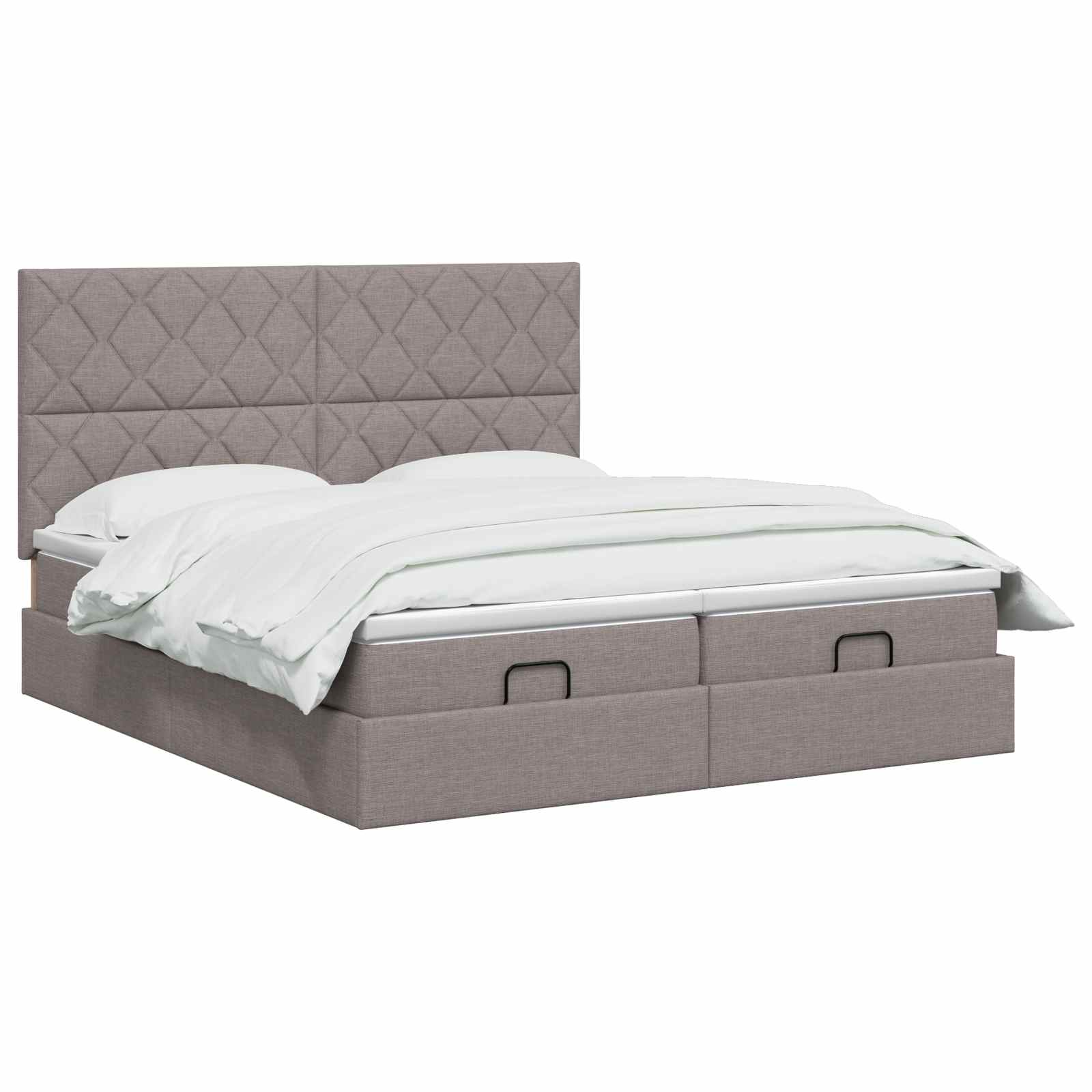Κρεβάτι Ottoman με Στρώμα και LED Taupe 200 x 200 cm Ύφασμα