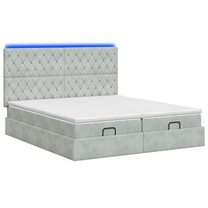 Κρεβάτι Ottoman με Στρώμα και LED Ανοιχτό γκρι 160 x 200 cm - Pakobazaar