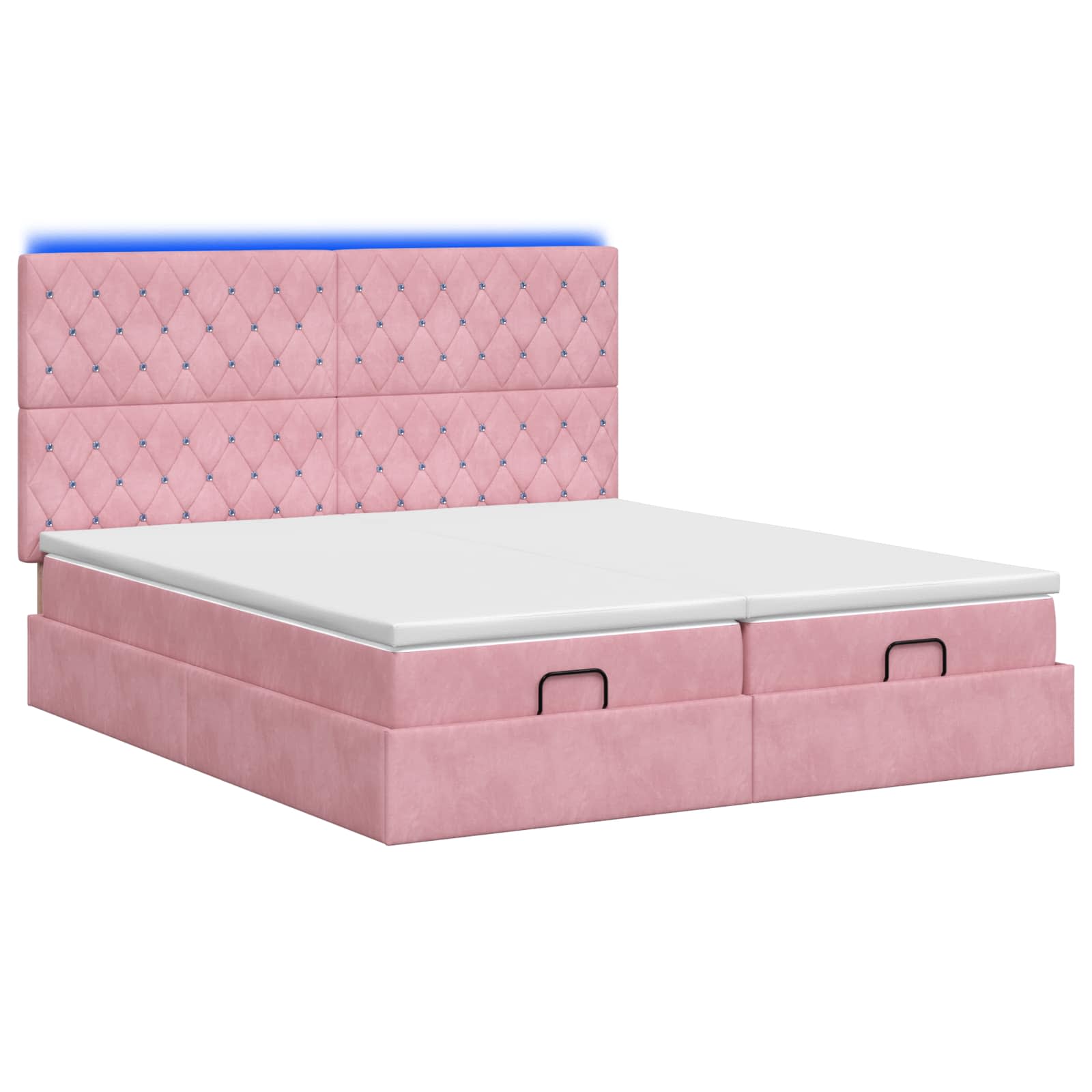 Κρεβάτι Ottoman με Στρώμα και LED Ροζ 160 x 200 cm Βελούδο